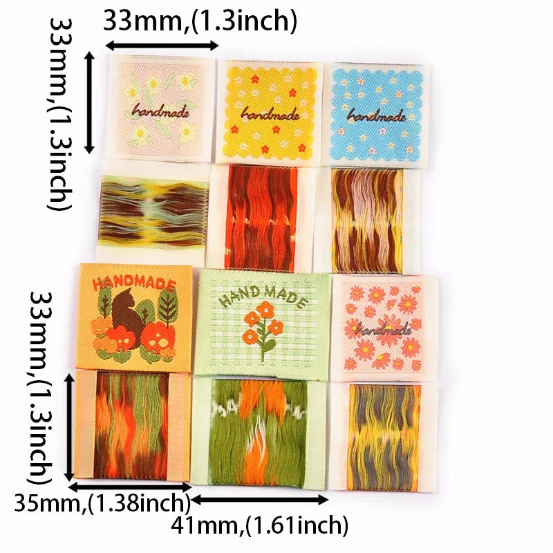 Colorful Flower Pattern Cloth Labels – DIY Sewing & Crafts Set Sew-On Fabric Labels Qme