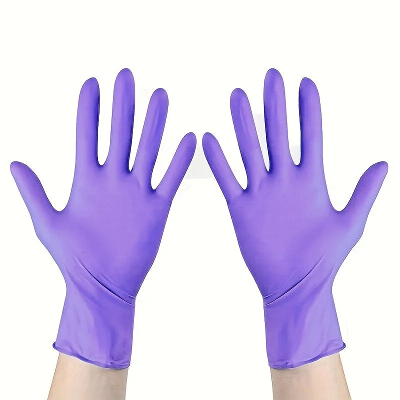 Disposable Nitrile Waterproof Kitchen Gloves – 100pcs, 5 Colors Disposable Protective Gloves Qme Purple XL-100pcs
