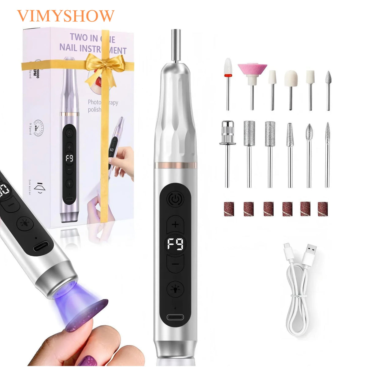 VIMYSHOW 12-in-1 Cordless Electric Nail Drill & Manicure Kit Electric Nail Drill Qst