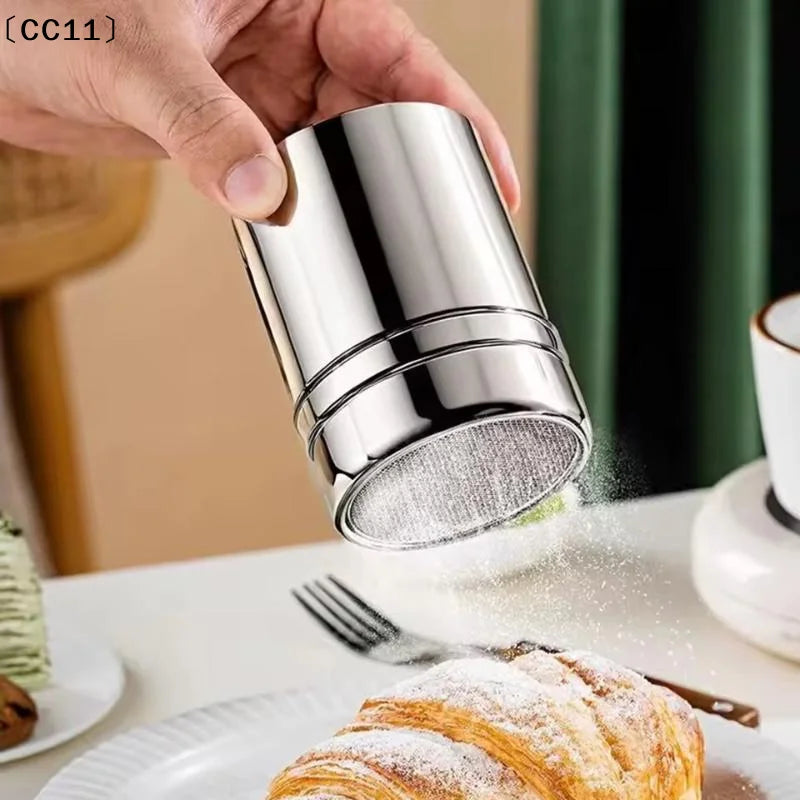 Stainless Steel Fine Mesh Cocoa Coffee Powder Duster & Cover Powder Duster Shaker Qme
