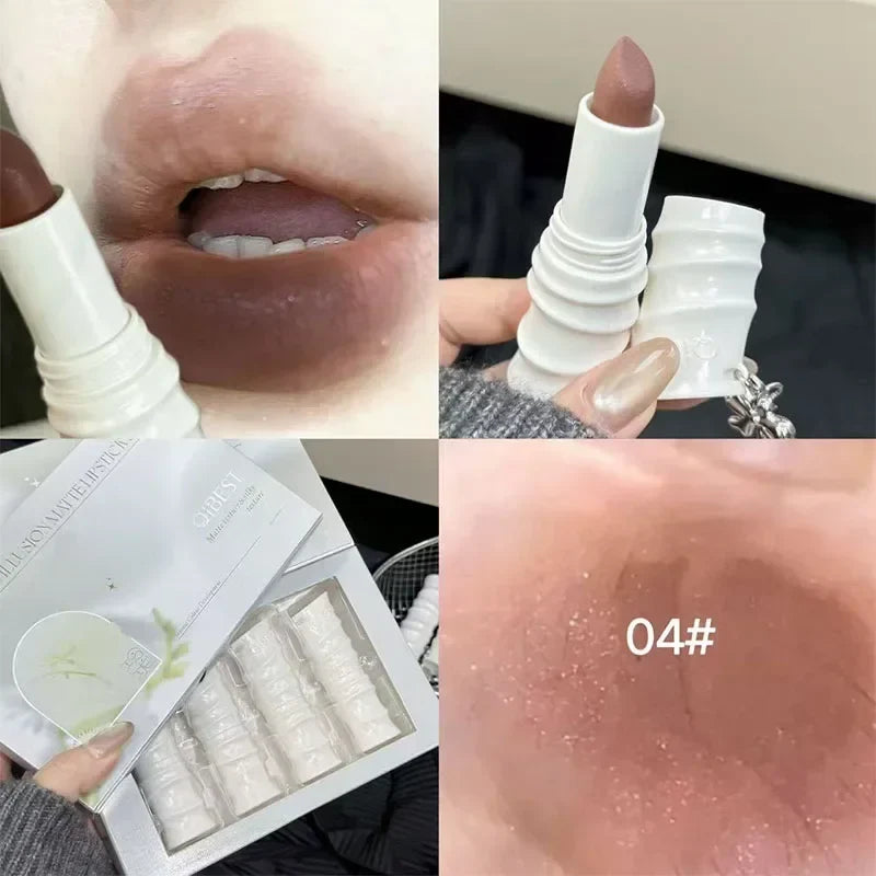 Matte Nude Brown Lip Stain – Waterproof Long-Lasting Lipstick Matte Lip Stain Qme 04