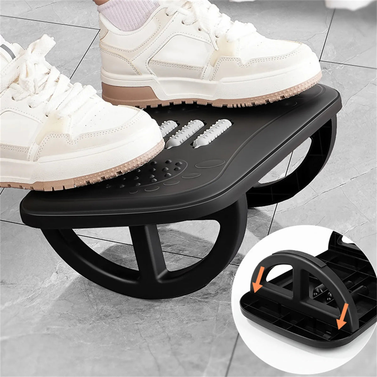 Rocking Under-Desk Footrest with Massage Rollers | Anti-Slip Ergonomic Footrest Qme