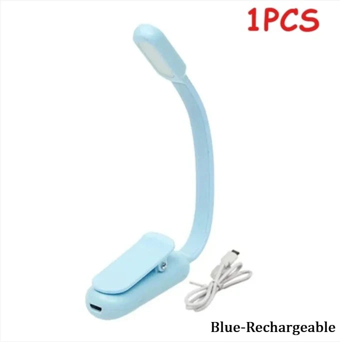USB Rechargeable Clip-On LED Reading Light | 3 Color Modes Clip-On Book Light Qme Blue Charge 1PCS