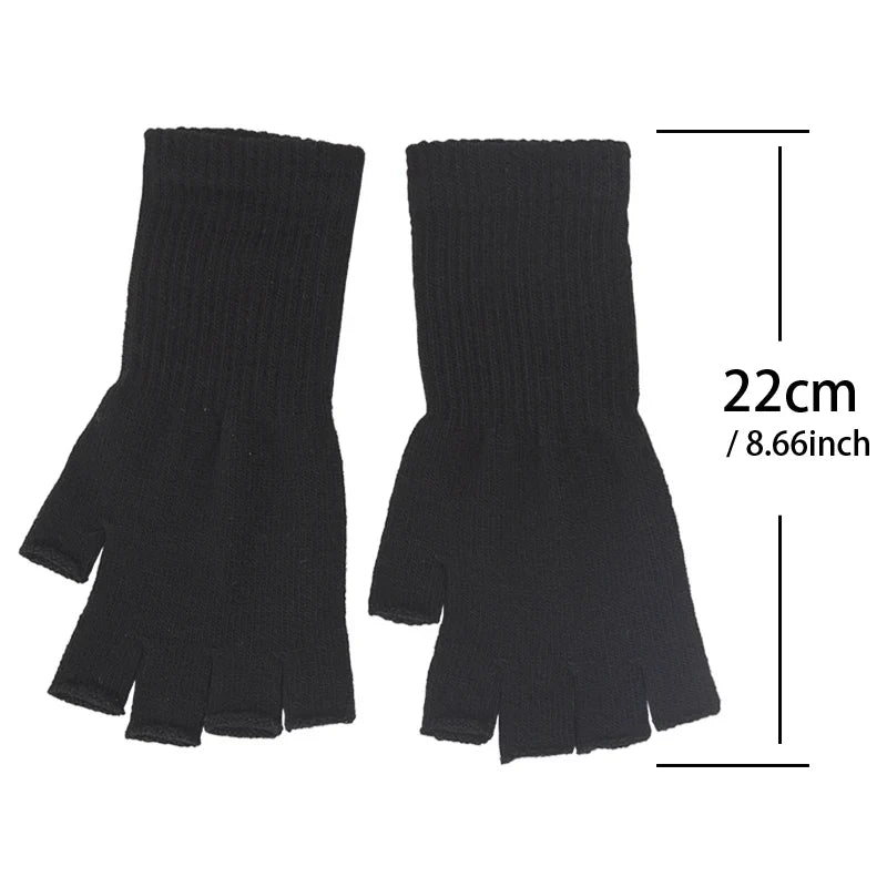 Long Fingerless Knitted Gloves – Black Unisex Arm Warmers Fingerless Arm Warmers Qme