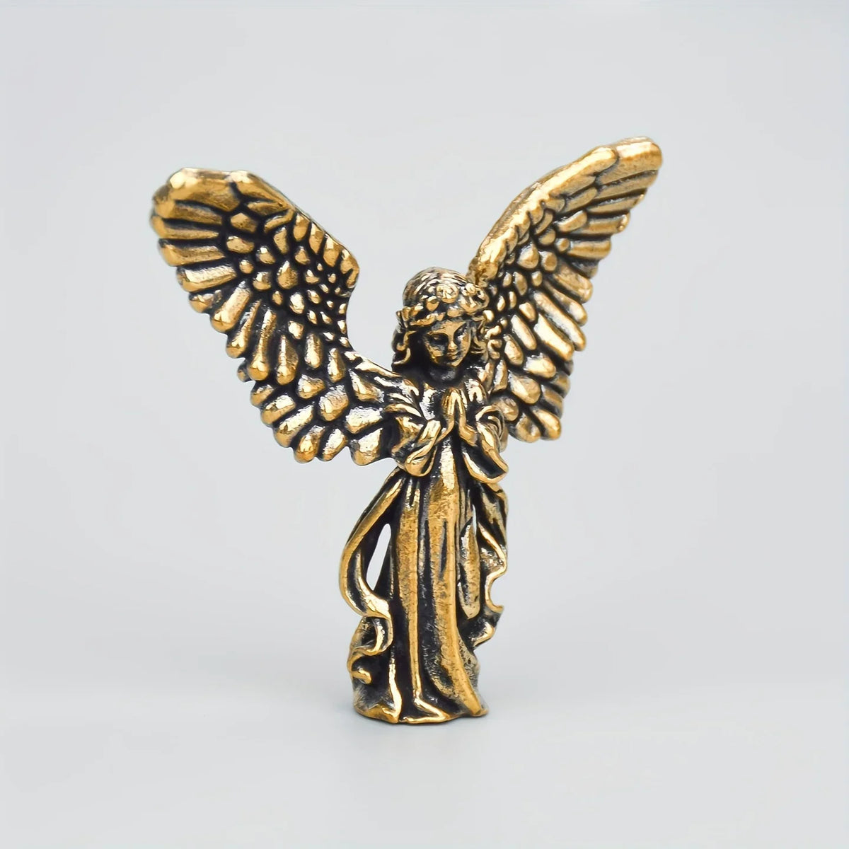 Brass Angel Cupid Ornament – Guardian Wings Desktop Decor Decorative Figurine Qme