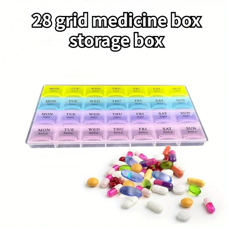 Portable 28-Grid Large Capacity Medicine Organizer Box Pill Organizer Box Qme