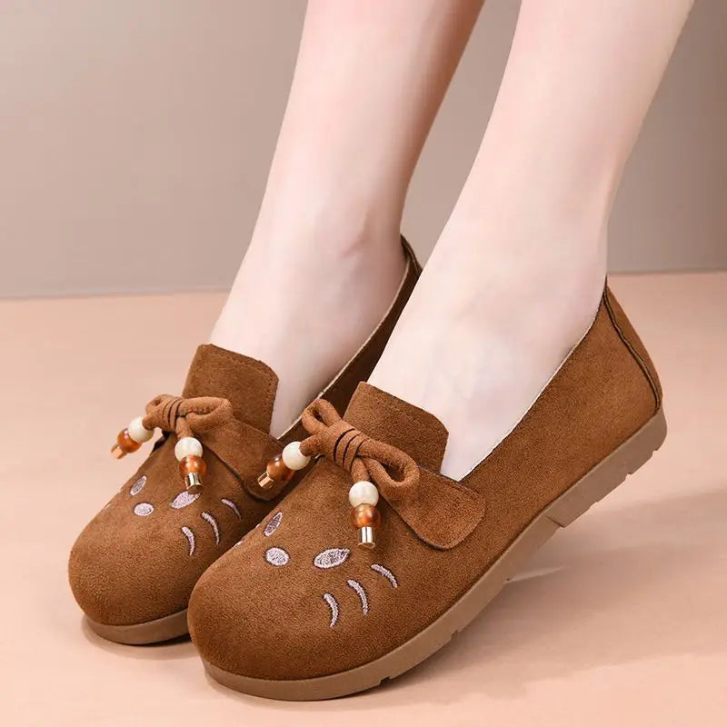 Women's Retro Bow-Knot Flat Loafers – Lightweight & Anti-Skid Women's Flat Loafers Qst