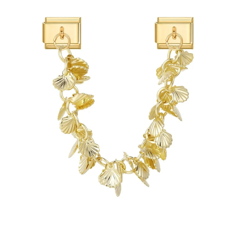 Zircon Tassel Charm Bracelet | Shiny Gold Stainless Steel Charm Bracelet Qme S 2
