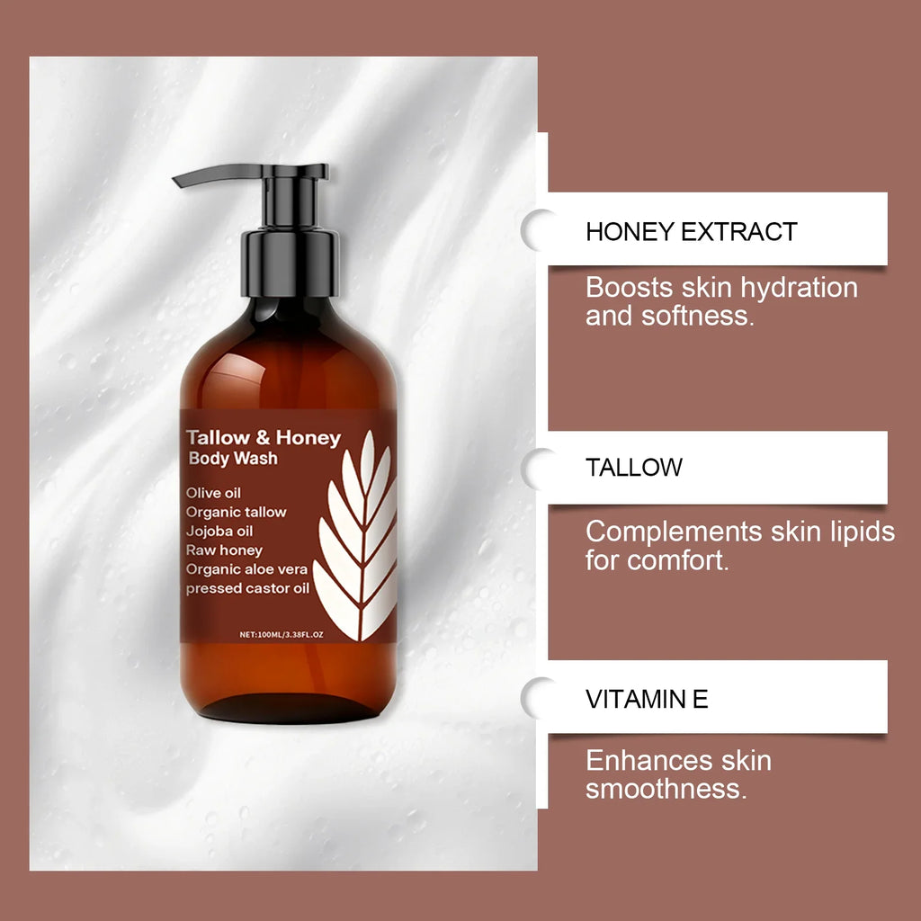 Tallow & Honey Body Wash – Moisturizing Gentle Shower Gel Moisturizing Body Wash Qme