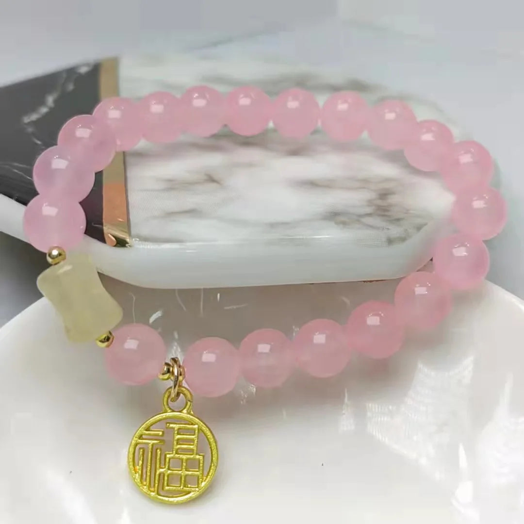 Fu Character Lucky Jade Crystal Antique Bracelet Crystal Antique Bracelet Qme