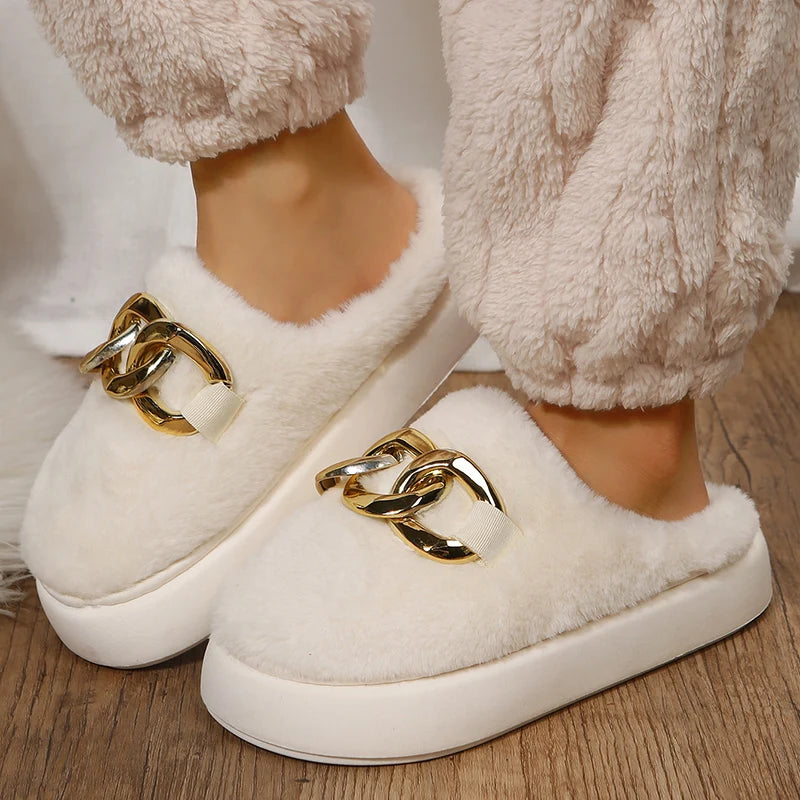 Women's Rhinestone Fur Slippers – Cozy Indoor House Shoes Women's Slippers Qst
