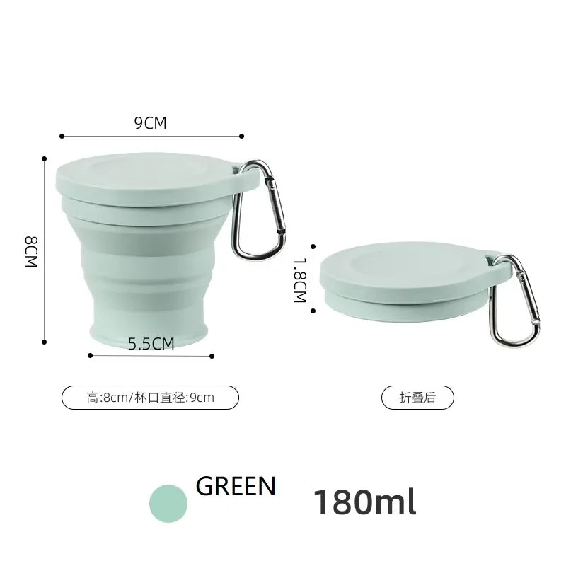 Silicone Folding Cup – Portable Camping & Travel Water Cup Folding Silicone Cup Qst Green-1pc