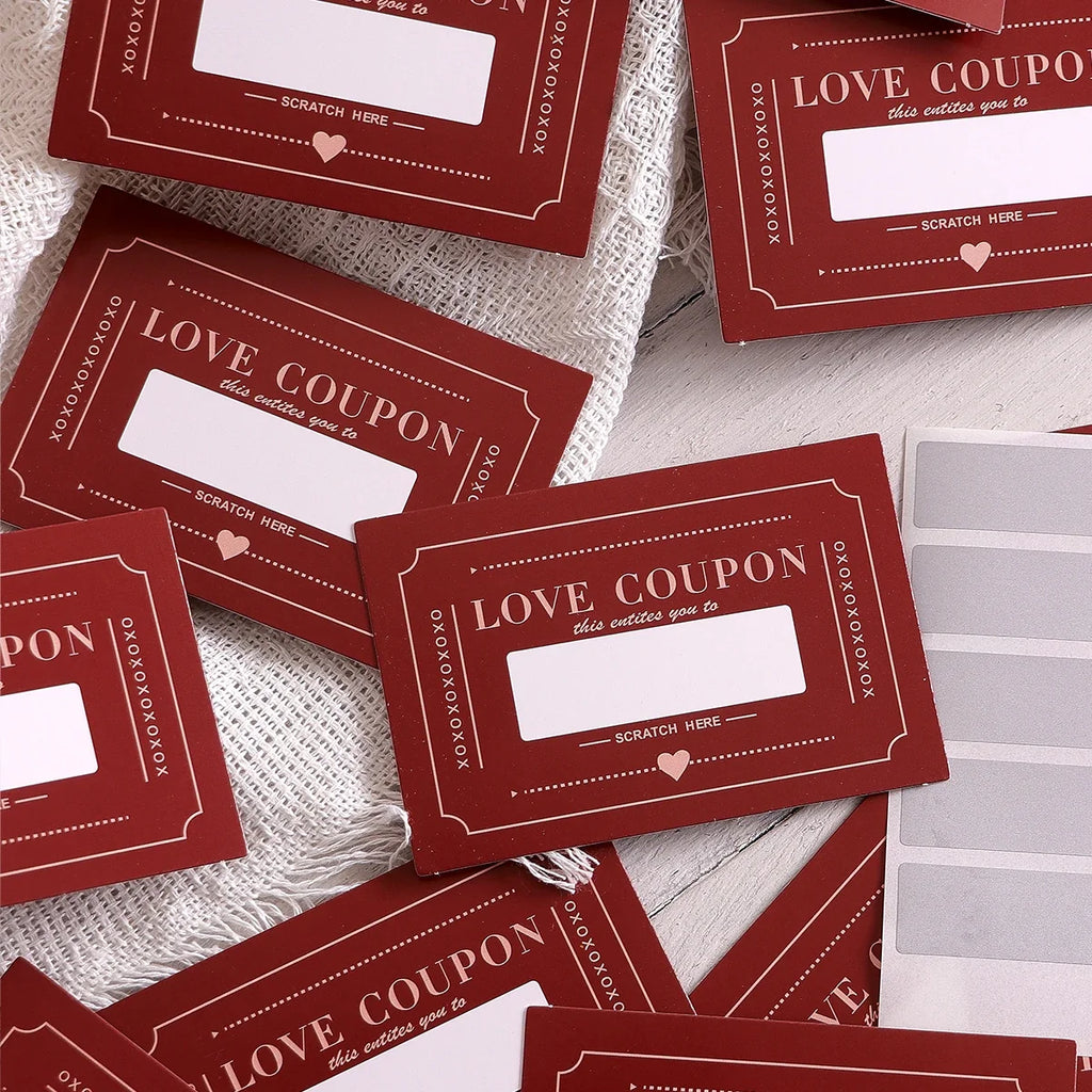 Scratch-Off Love Coupon Cards for Couples | Valentine's Gift Scratch-Off Couple Cards Qme