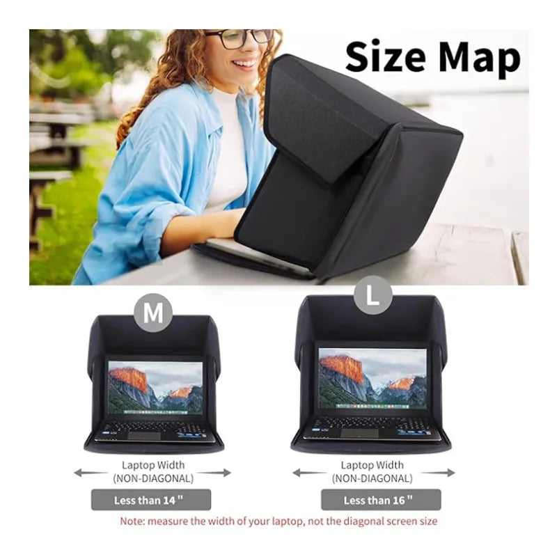 Portable Foldable Laptop Privacy & Sun Shade Cover | 14" & 16" Laptop Privacy Cover Qme