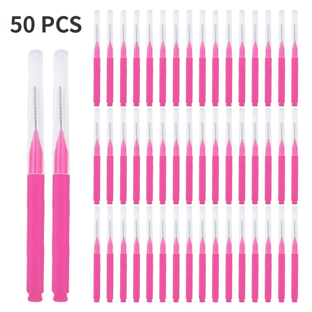 Mini Disposable Eyebrow Lifting Brushes – Bendable Spiral Spoolie Disposable Brow Brush Qme 50PCS Pink