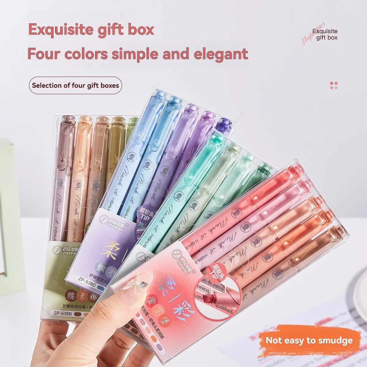 Pastel Highlighters Set – 5 Fluorescent Hook Pens | Kawaii Pastel Highlighter Set Qme