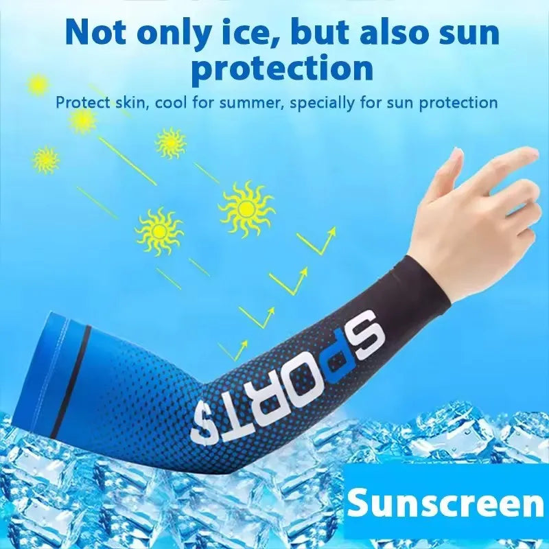 Ice Silk UV Protection Arm Sleeves – Unisex Cooling Anti-Slip UV Protection Arm Sleeves Qme