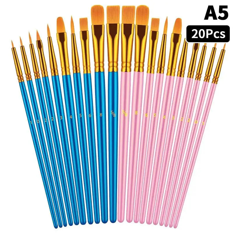 Professional Detail Painting Brushes Round Flat Nylon Watercolor