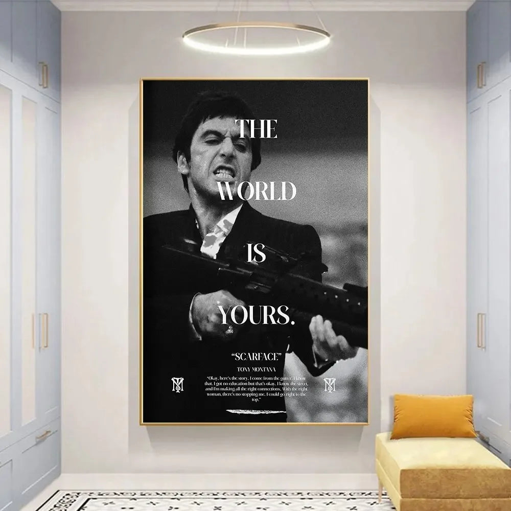 Scarface "The World Is Yours" Canvas Wall Art Movie Poster Print Canvas Wall Art Qst