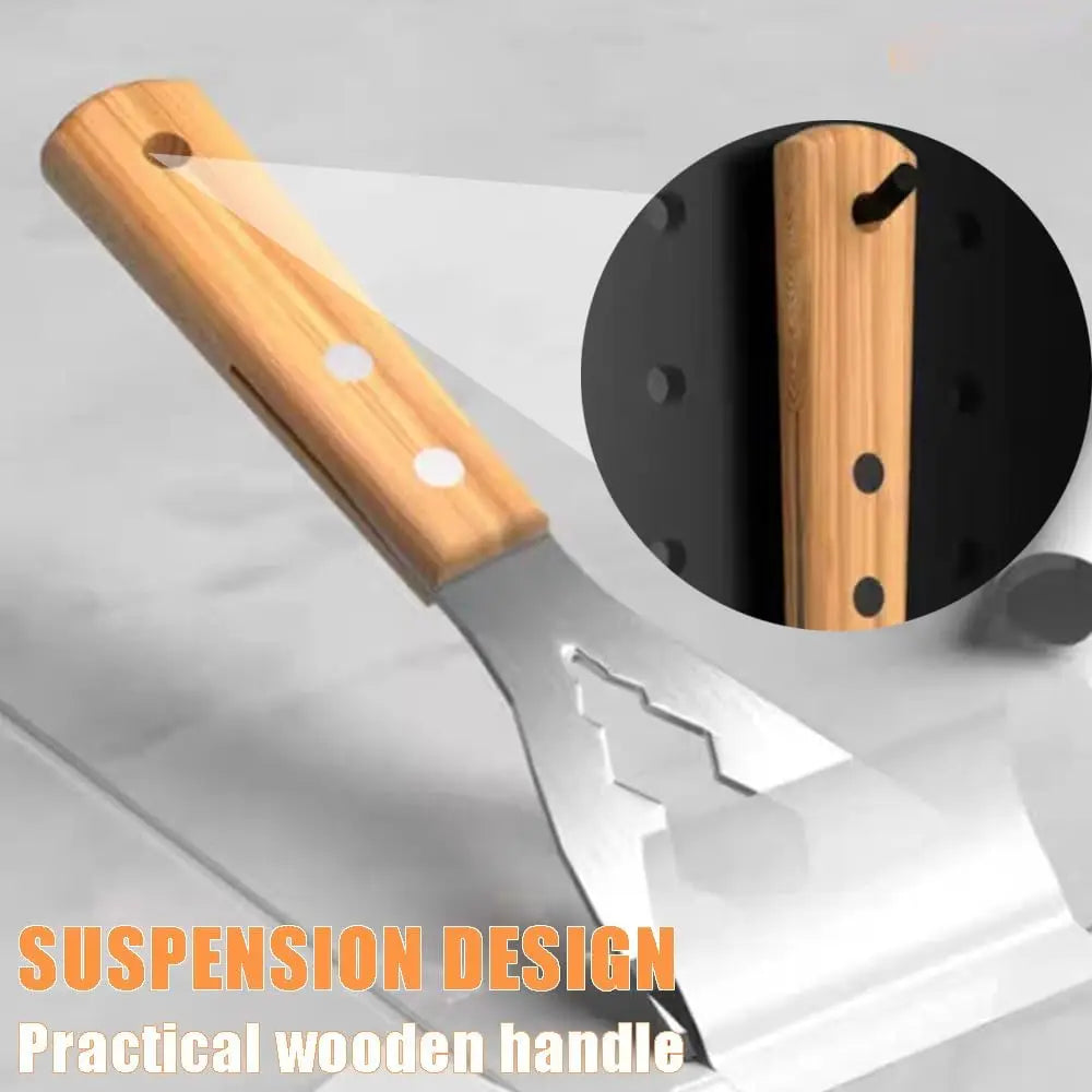 Stainless Steel Paint Scraper Putty Knife – Wooden Handle Paint Scraper Tool Qme