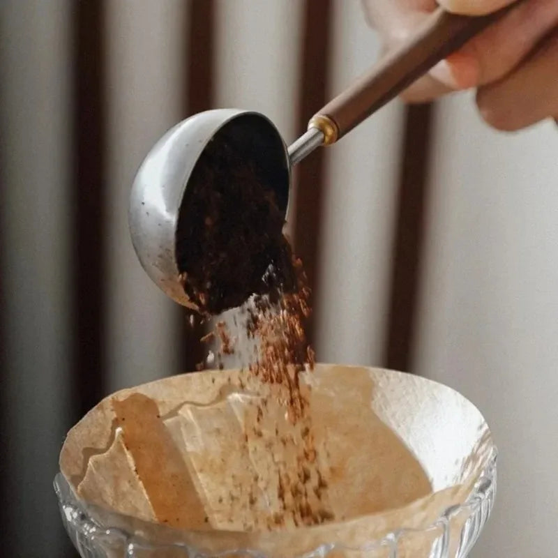 Walnut Coffee Spoon – Stainless Steel Long Handle Measuring Spoon Coffee Measuring Spoon Qme