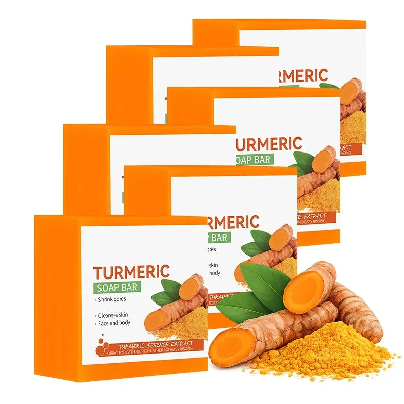 LGRAMER Turmeric Soap Bar 100g – Face & Body Cleanser Facial Body Soap Qst 6pcs