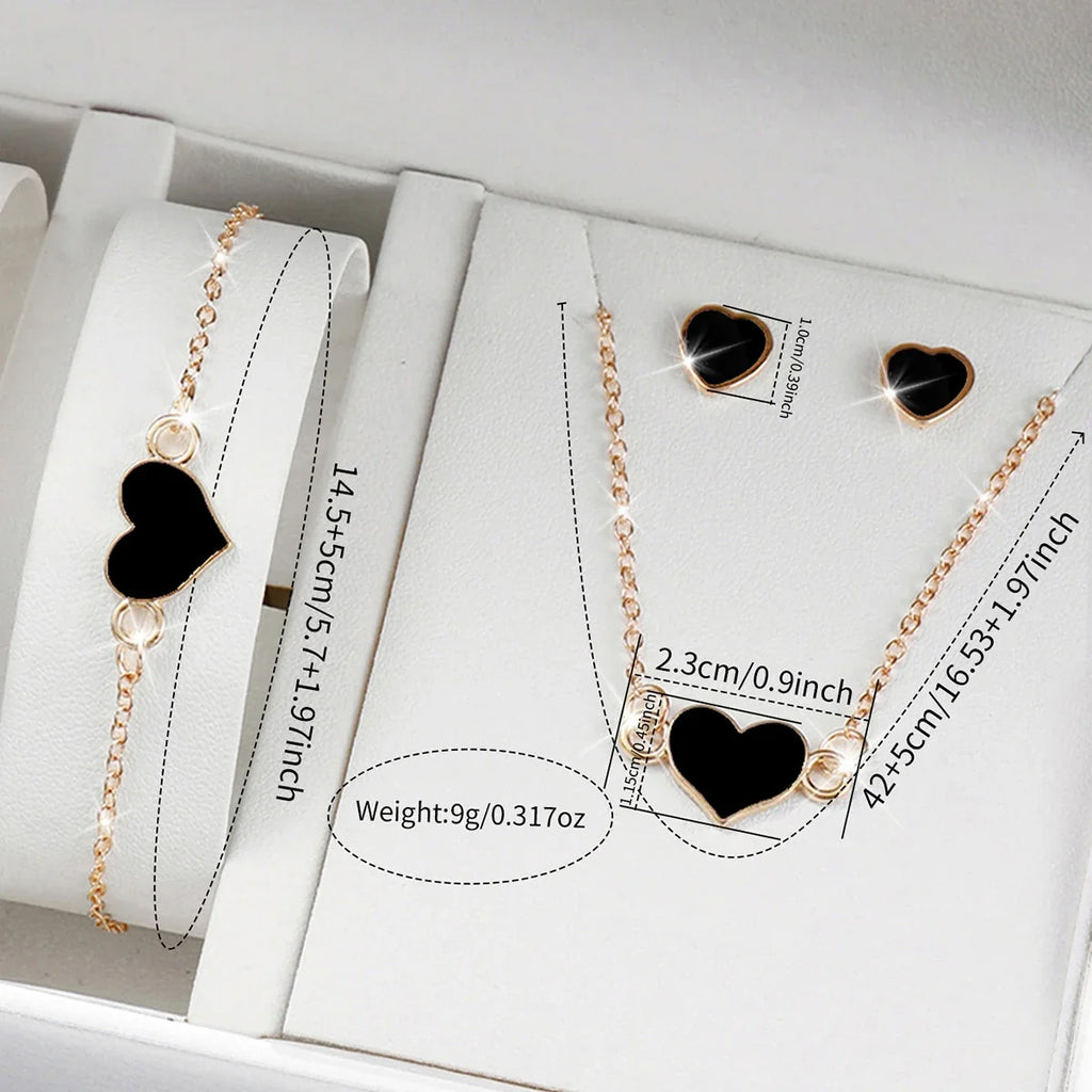Women's 4-in-1 Square Watch & Jewelry Set | Black Silicone Watch & Jewelry Set Qme