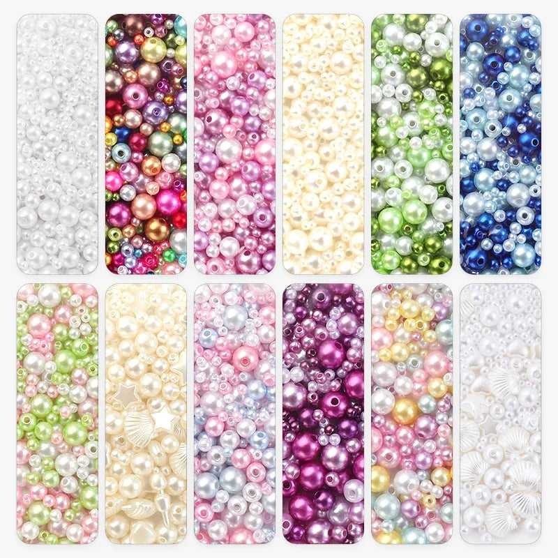 Mixed Acrylic Pearl Beads | 5 Sizes, 30g DIY Craft Pack Craft Beads Qme