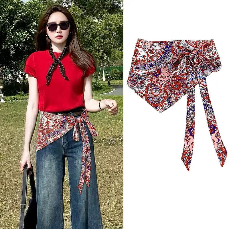Vintage Ethnic Cashew Flower Scarf Waist Belt for Women Women's Waist Belt Qst A5