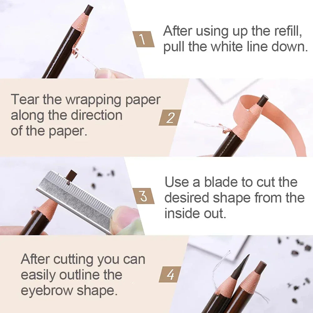 Microblading Eyebrow Pencil Waterproof – 6 Colors | Qme Eyebrow Makeup Pencil Qme