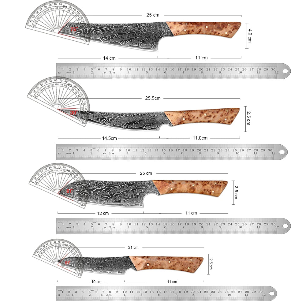 XITUO Damascus Steel Kitchen Knife Set – Sharp Pakkawood Handle Kitchen Knife Set Qst