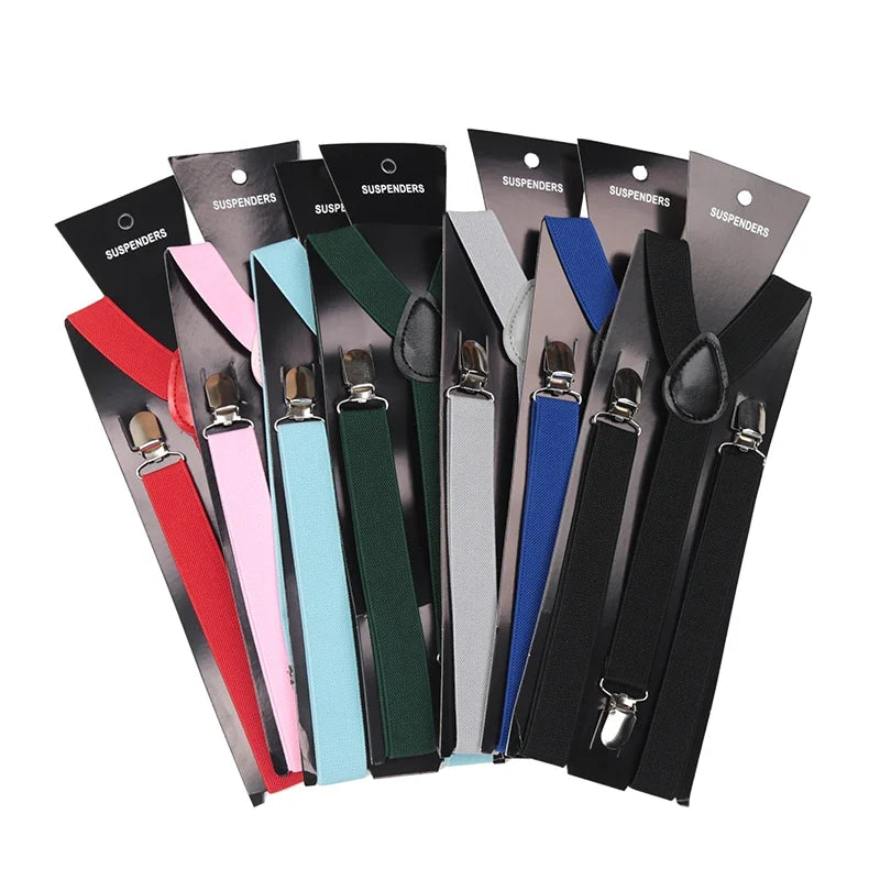 Unisex Elastic Leather Suspenders Braces – 26 Colors Suspenders & Braces Qme