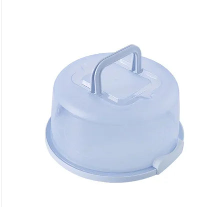 Round PP Transparent Fresh-Keep Storage Box | Portable Cake Food Storage Container Qme Blue