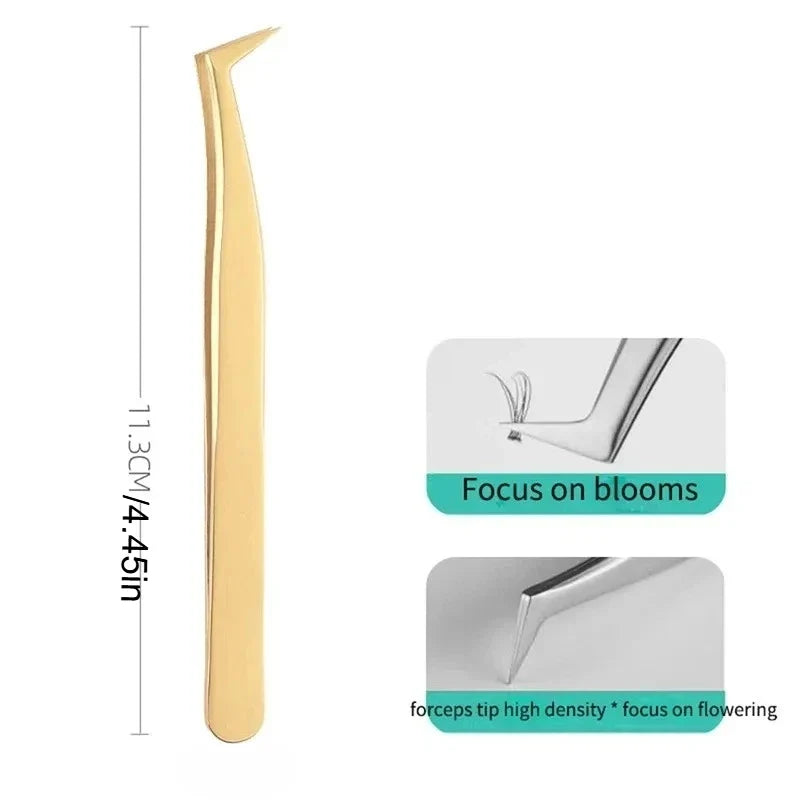 Precision Lash Tweezers Set – 3 Stainless Steel Eyelash Tools Lash Extension Tweezers Qme