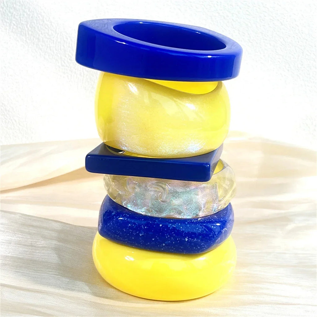 Twisted Irregular Resin Bracelet for Women – 6 Colors Fashion Resin Bracelet Qme