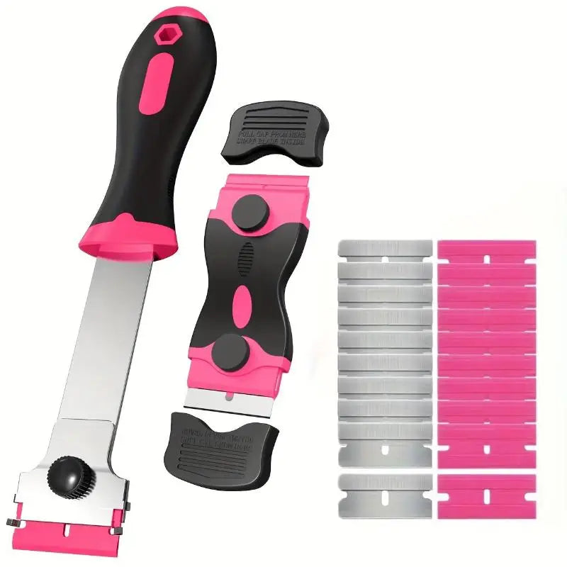 3D Printer Scraper Tool Kit – Angled Metal & Plastic Blades 3D Printer Scraper Qme Pink No plug
