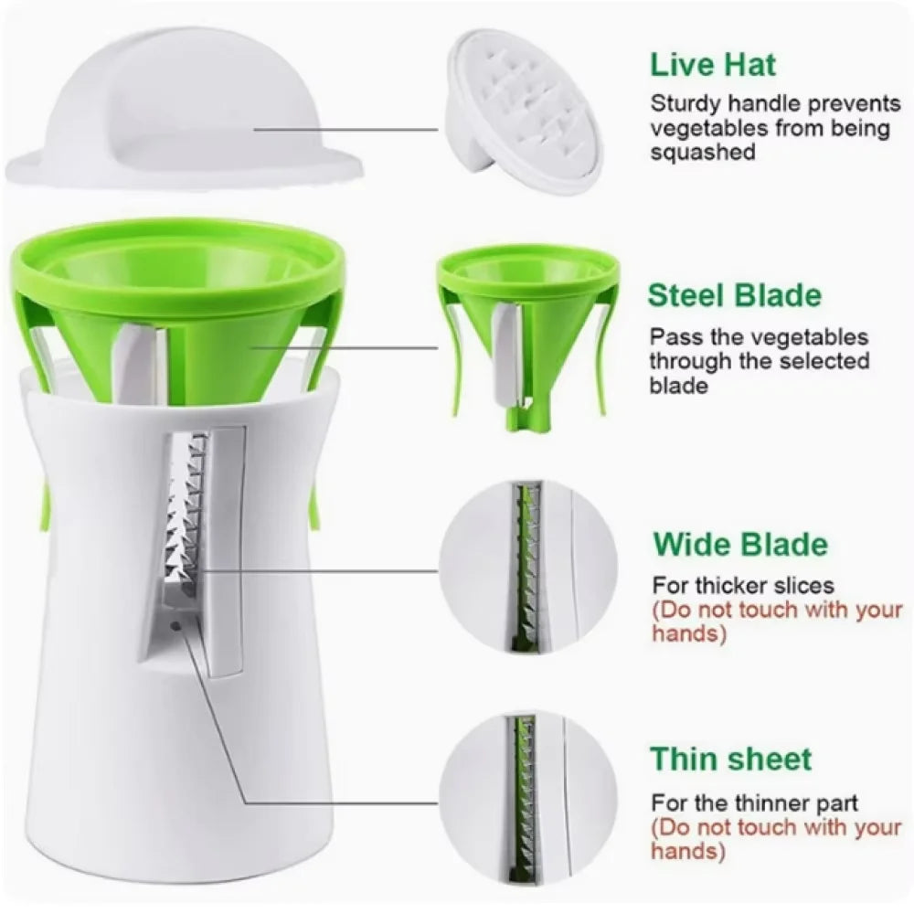 3-in-1 Handheld Vegetable Spiralizer Slicer – Zucchini Noodle Vegetable Spiralizer Qst