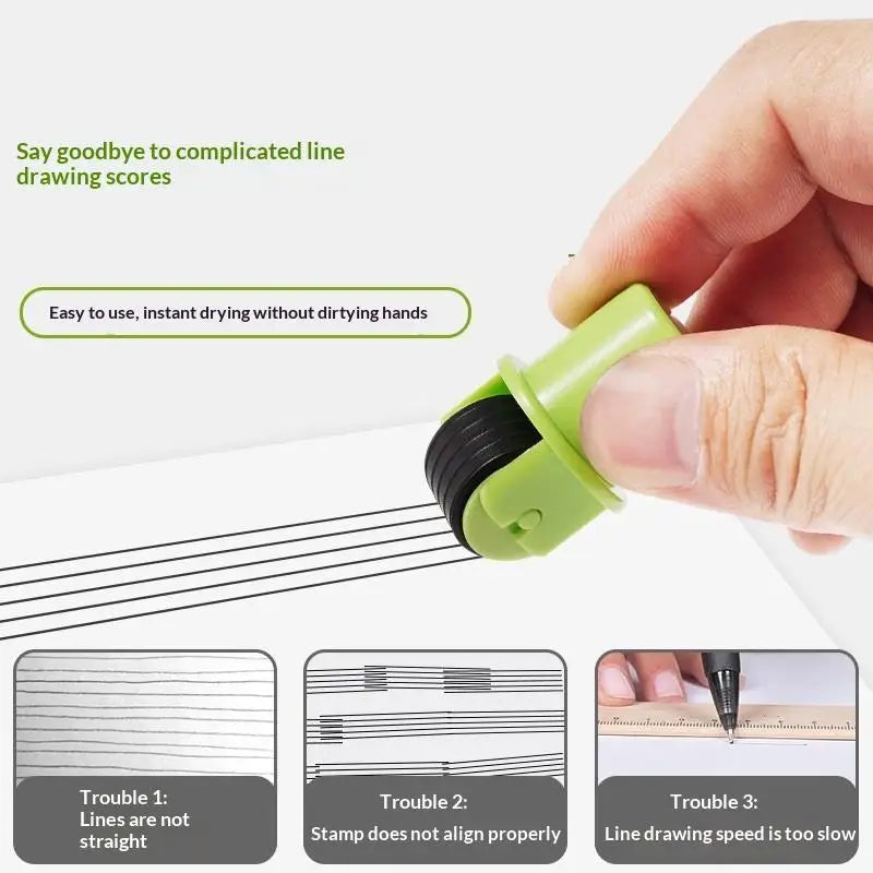Music Staff Rolling Ink Stamp – 5-Line Notation Roller Stamp Music Notation Stamp Qme