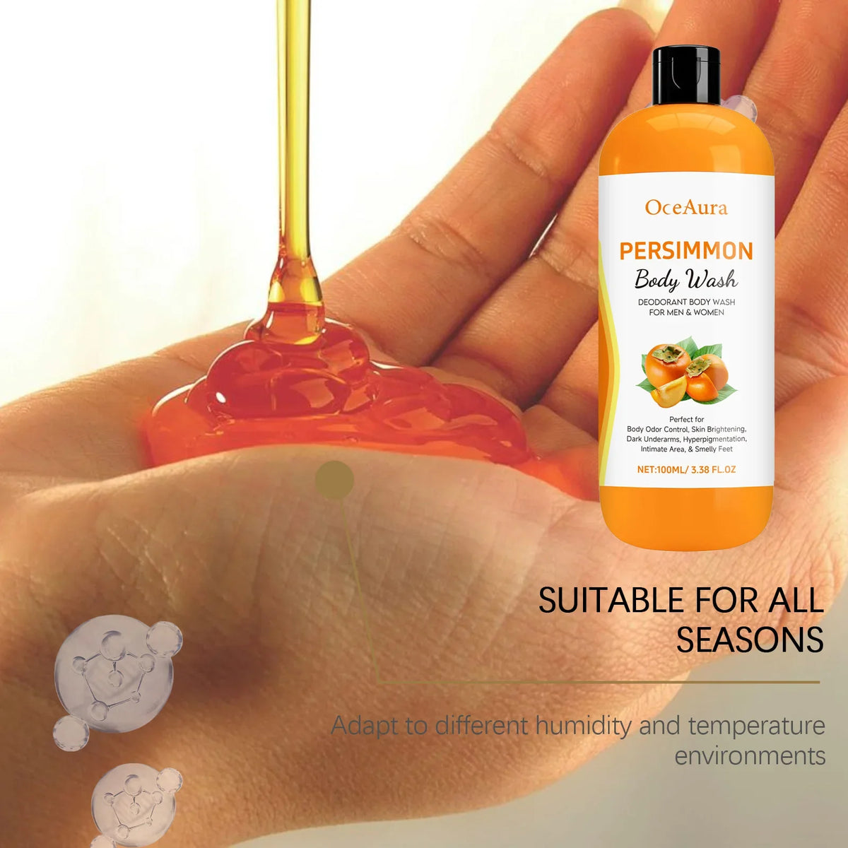 Persimmon Body Wash Gel – Gentle Cleansing & Moisturizing Moisturizing Body Wash Qme