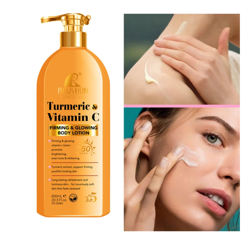 ROUSHUN Turmeric Vitamin C SPF50 Body Sunscreen Lotion 2-in-1 Body Sunscreen Lotion Qst Turmeric vc body lot