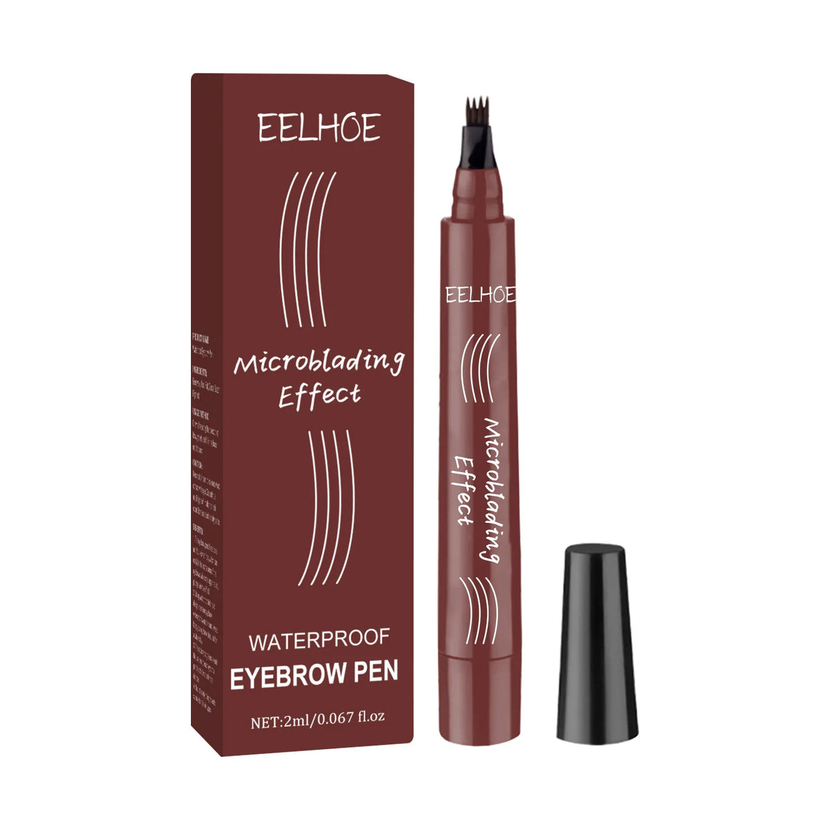 EELHOE 4-Point Microblading Eyebrow Pen – Waterproof, 5 Colors Eyebrow Makeup Pen Qst Reddish Brown 2ml