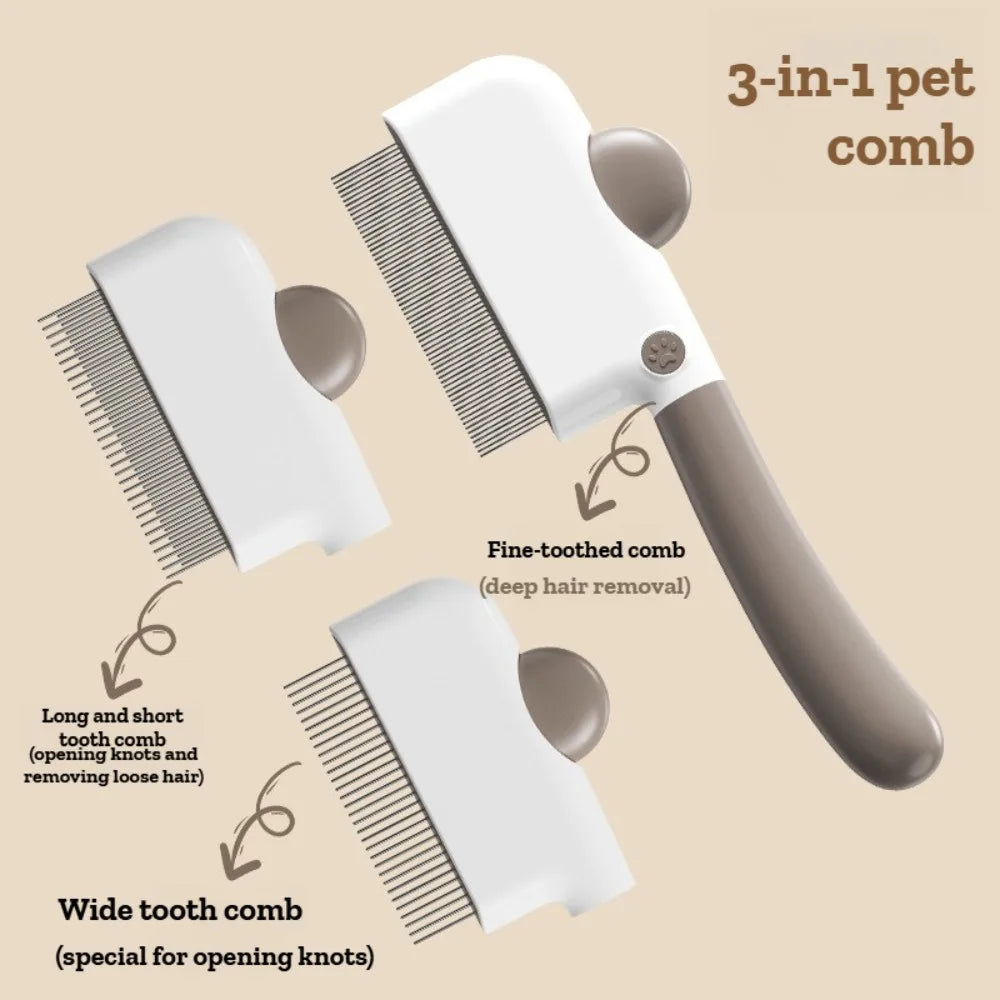 Interchangeable Pet Comb for Cats & Dogs – Fine, Wide & Long Teeth Pet Grooming Comb Qme