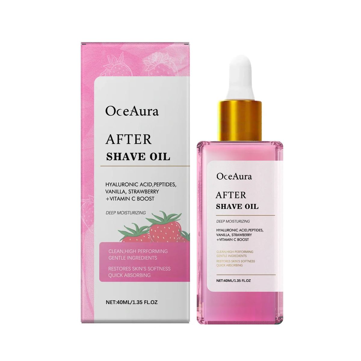 Strawberry After Shave Oil | Jojoba, Hyaluronic Acid Skin Care After Shave Oil Qme 40ml Boxed