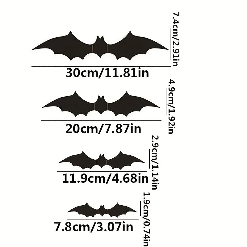 28-Piece 3D Halloween Bat Wall Stickers | Spooky Decor Halloween Wall Stickers Qme