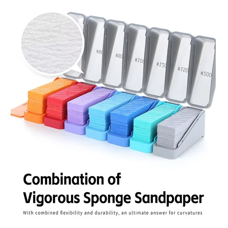 Sandpaper Power Sponge with Storage Case & Soft Grip Sanding Sponge Block Qme