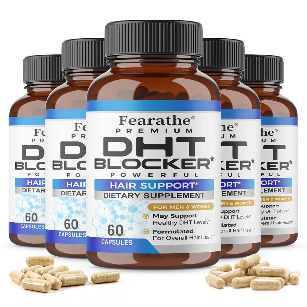 DHT Blocker Supplement with Saw Palmetto & Biotin – 60 Caps Hair Support Supplement Qst 60 count-5 bottle