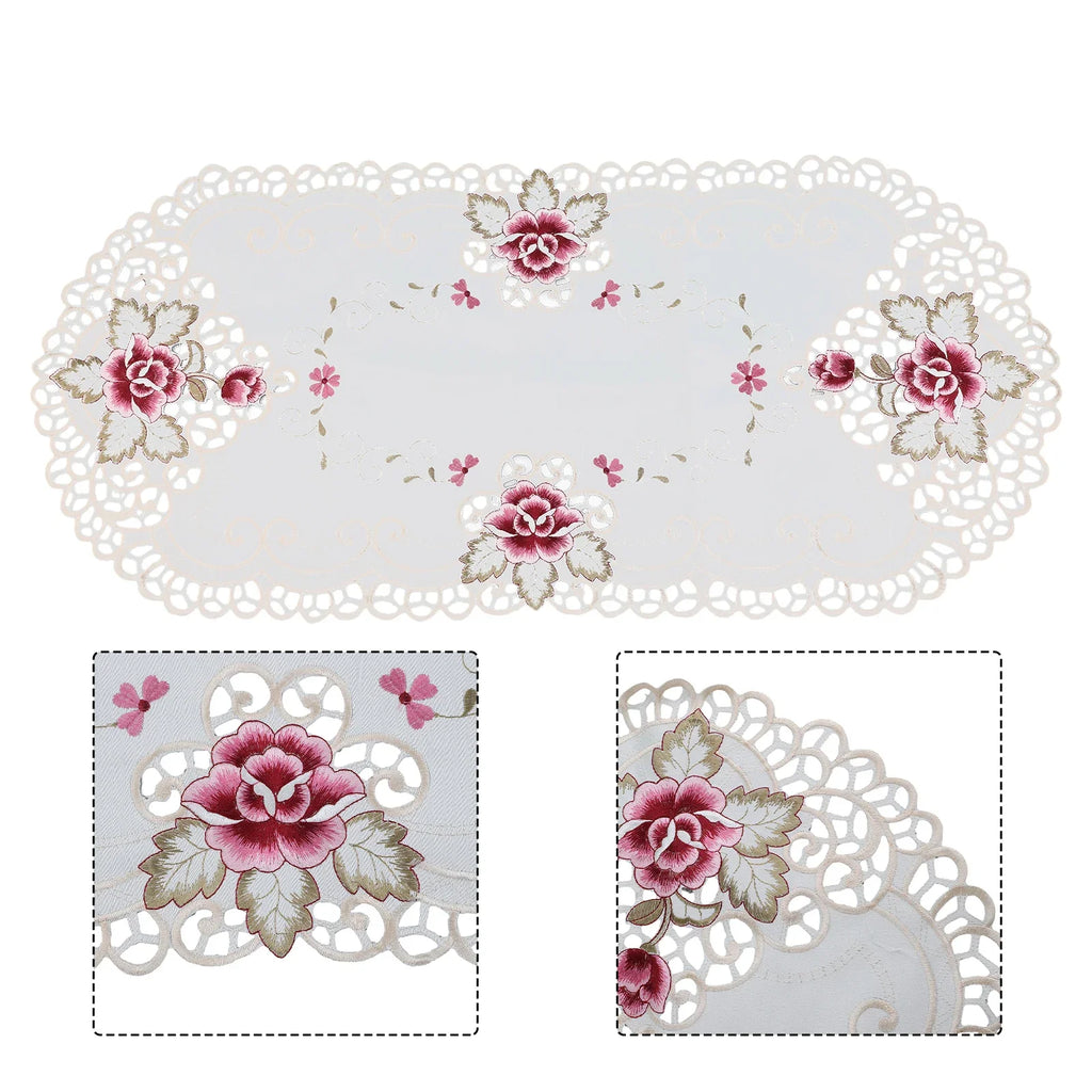 Oval Vintage Embroidered Lace Tablecloth 40x85cm European Lace Tablecloth Qme