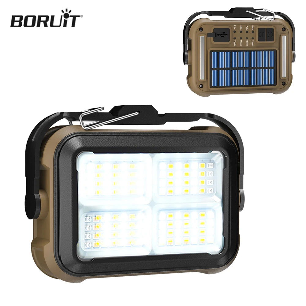 BORUIT LED Work Light Solar USB-C Magnetic 1000LM Camping LED Work Light Qst
