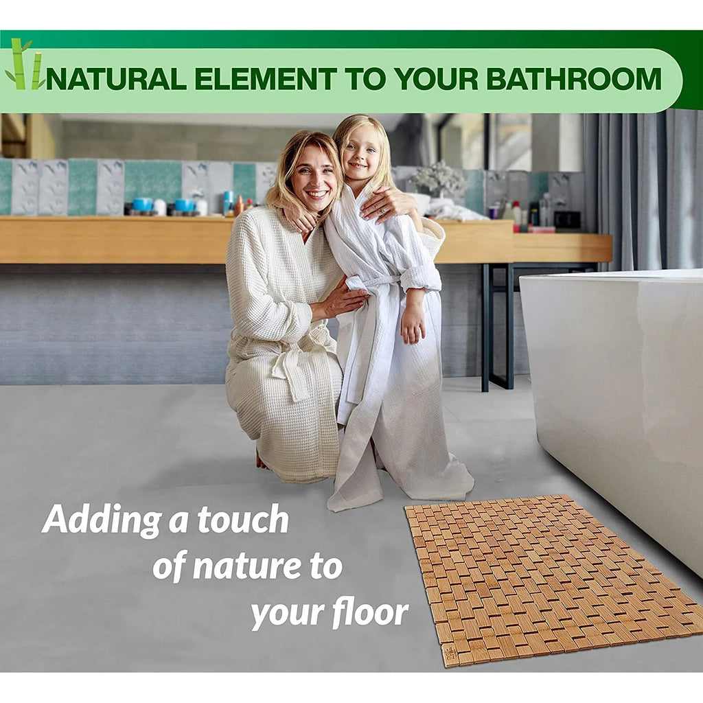 Foldable Bamboo Bath Mat – Eco-Friendly Non-Slip Wooden Bathmat Bamboo Bath Mat Qst