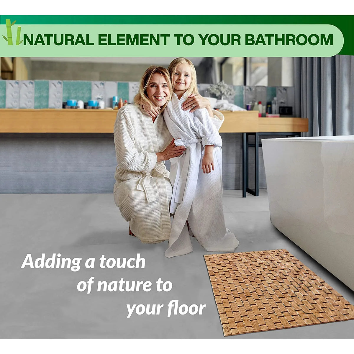 Foldable Bamboo Bath Mat – Eco-Friendly Non-Slip Wooden Bathmat Bamboo Bath Mat Qst